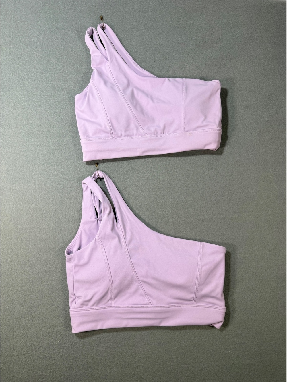 Sapphire Lavender One-Shoulder Sports Bra, Size 10/M